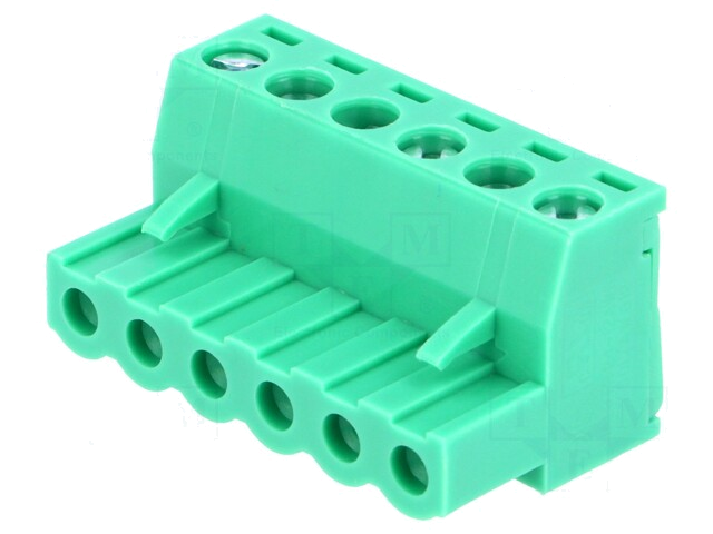 Ontkoppelbare terminal strip; 5mm; banen: 6; recht; stekker; groen Ontkoppelbare terminal strip; 5mm; banen: 6; recht; stekker; groen